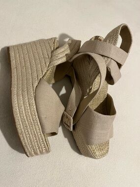 Sam Edelman Natural Beige Espadrille Wedge Sandals